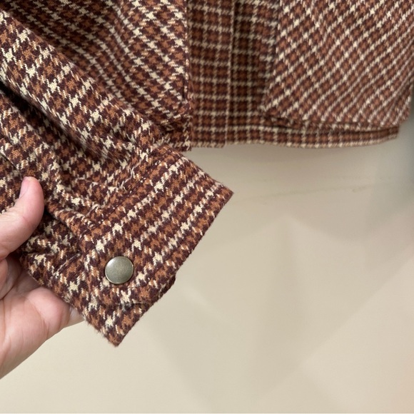 Lucky Brand Women's M Cropped Utility Jacket Houndstooth Brown Corduroy Collar - Picture 7 of 7